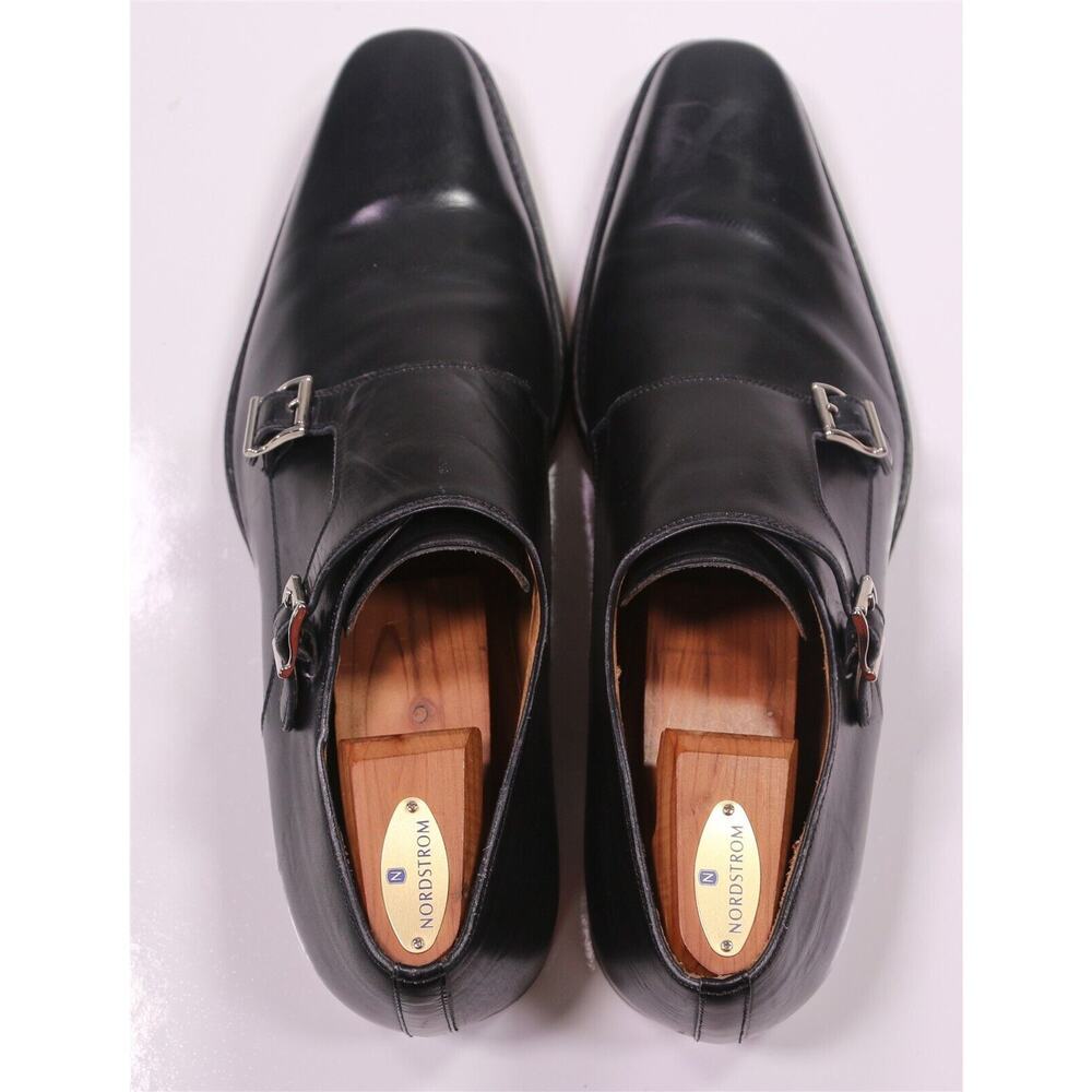 Magnanni Miro Double Monk Strap Black Leather Dress Shoes Men's US 13 - Picture 5 of 11